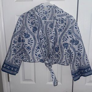 Floral Blue and White Women's shirt